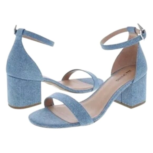Call It Spring Stangarone Denim Light Blue Heel Sandals NIB - Picture 4 of 12